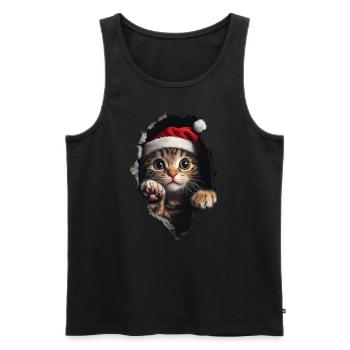 Katzenbesitzer Katzen Weihnachten Weihnachts Katze - Männer Premium Bio Tank Top - Schwarz - Vorne - Michal (187cm)
