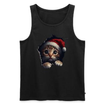 Chat Propriétaire Chats Noël Noël Chat - Débardeur bio Premium Homme - noir - Devant - Michal (187cm)