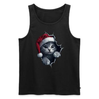 Chat Propriétaire Chats Noël Noël Chat - Débardeur bio Premium Homme - noir - Devant - Michal (187cm)