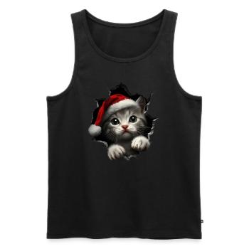 Chat Propriétaire Chats Noël Noël Chat - Débardeur bio Premium Homme - noir - Devant - Michal (187cm)