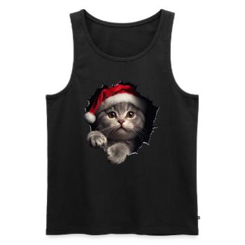 Chat Propriétaire Chats Noël Noël Chat - Débardeur bio Premium Homme - noir - Devant - Michal (187cm)