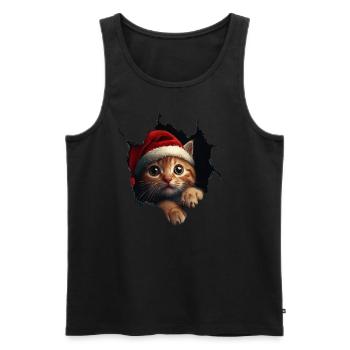 Chat Propriétaire Chats Noël Noël Chat - Débardeur bio Premium Homme - noir - Devant - Michal (187cm)