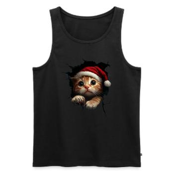 Chat Propriétaire Chats Noël Noël Chat - Débardeur bio Premium Homme - noir - Devant - Michal (187cm)
