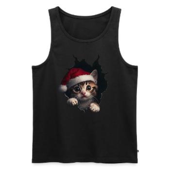 Chat Propriétaire Chats Noël Noël Chat - Débardeur bio Premium Homme - noir - Devant - Michal (187cm)