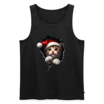 Katzenbesitzer Katzen Weihnachten Weihnachts Katze - Männer Premium Bio Tank Top - Schwarz - Vorne - Michal (187cm)
