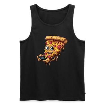 Funny Fast Food Gaming Pizza Gamer Gamer Gaming - Men's Premium Organic Tank Top - black - Front - Michal (187cm)