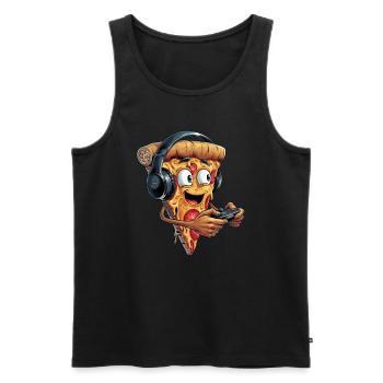 Funny Fast Food Gaming Pizza Gamer Gamer Gaming - Men's Premium Organic Tank Top - black - Front - Michal (187cm)
