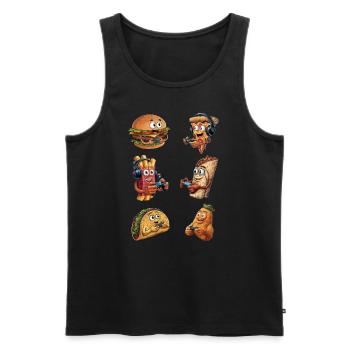 Funny Fast Food Gaming Pizza Gamer Gamer Gaming - Men's Premium Organic Tank Top - black - Front - Michal (187cm)