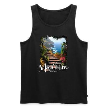 Madeira Island Portugal Vacation Souvenir Tours - Men's Premium Organic Tank Top - black - Front - Michal (187cm)