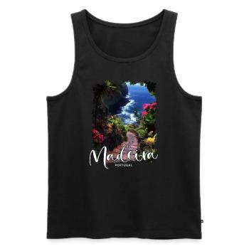 Madeira Island Portugal Vacation Souvenir Tours - Men's Premium Organic Tank Top - black - Front - Michal (187cm)