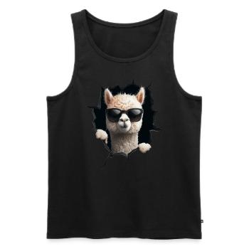 Drôle d’alpaga Alpaga amoureux Animaux mignons du zoo - Débardeur bio Premium Homme - noir - Devant - AI Model Male 178 light (178cm)