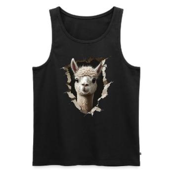 Drôle d’alpaga Alpaga amoureux Animaux mignons du zoo - Débardeur bio Premium Homme - noir - Devant - AI Model Male 178 light (178cm)