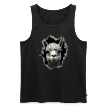 Drôle d’alpaga Alpaga amoureux Animaux mignons du zoo - Débardeur bio Premium Homme - noir - Devant - AI Model Male 178 light (178cm)