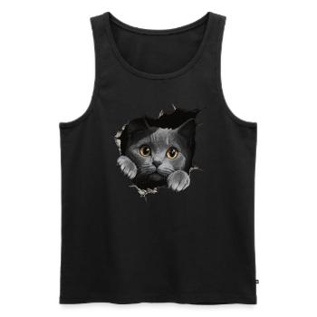 Funny Cats Cat Owner Cute Cat Pet - Men's Premium Organic Tank Top - black - Front - Michal (187cm)