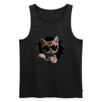 Funny Cats Cat Owner Cute Cat Pet - Men's Premium Organic Tank Top - black - Front - Michal (187cm)