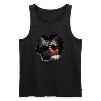 Funny Cats Cat Owner Cute Cat Pet - Men's Premium Organic Tank Top - black - Front - Michal (187cm)