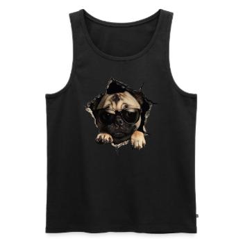 Drôle de chien propriétaire Chien mignon Bouledogue - Débardeur bio Premium Homme - noir - Devant - Michal (187cm)