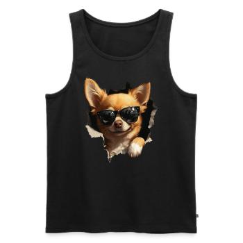 Drôle de chien propriétaire Chien mignon Chihuahua - Débardeur bio Premium Homme - noir - Devant - Michal (187cm)
