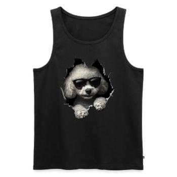 Drôle de chien propriétaire Chien mignon caniche - Débardeur bio Premium Homme - noir - Devant - Michal (187cm)