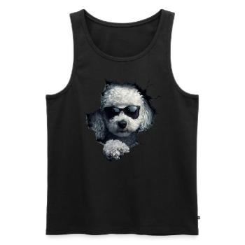 Drôle de chien propriétaire Chien mignon caniche - Débardeur bio Premium Homme - noir - Devant - Michal (187cm)