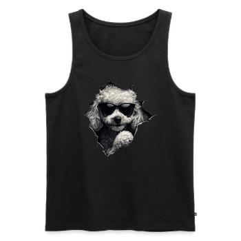 Drôle de chien propriétaire Chien mignon caniche - Débardeur bio Premium Homme - noir - Devant - Michal (187cm)