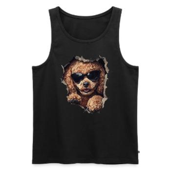 Drôle de chien propriétaire Chien mignon caniche - Débardeur bio Premium Homme - noir - Devant - Michal (187cm)