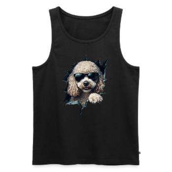 Drôle de chien propriétaire Chien mignon caniche - Débardeur bio Premium Homme - noir - Devant - Michal (187cm)