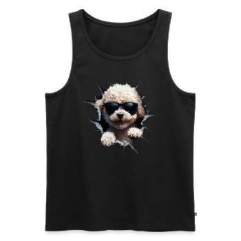 Drôle de chien propriétaire Chien mignon caniche - Débardeur bio Premium Homme - noir - Devant - Michal (187cm)