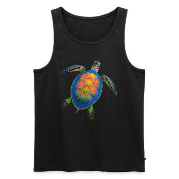 Amoureux des tortues de mer Motif safari animalier - Débardeur bio Premium Homme - noir - Devant - AI Model Male 178 light (178cm)