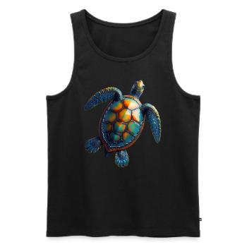 Amoureux des tortues de mer Motif safari animalier - Débardeur bio Premium Homme - noir - Devant - AI Model Male 178 light (178cm)