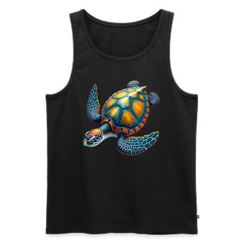 Amoureux des tortues de mer Motif safari animalier - Débardeur bio Premium Homme - noir - Devant - AI Model Male 178 light (178cm)