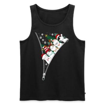 Noel fermeture éclair chats - Débardeur bio Premium Homme - noir - Devant - AI Model Male 178 light (178cm)