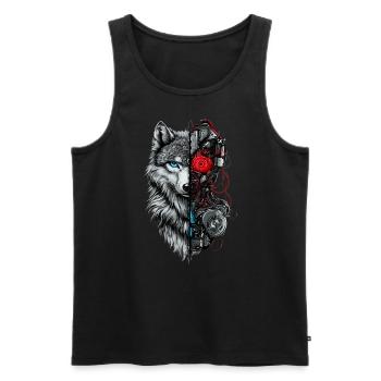 Funny Robot Art Wolf Cyborg Animal AI Wolf - Men's Premium Organic Tank Top - black - Front - Michal (187cm)