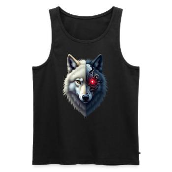 Funny Robot Art Wolf Cyborg Animal AI Wolf - Men's Premium Organic Tank Top - black - Front - Michal (187cm)