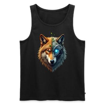 Funny Robot Art Wolf Cyborg Animal AI Wolf - Men's Premium Organic Tank Top - black - Front - Michal (187cm)