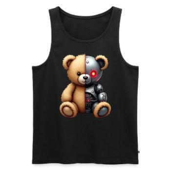 Robot Drôle Tech Ours En Peluche Cyborg Animal Ours - Débardeur bio Premium Homme - noir - Devant - Michal (187cm)