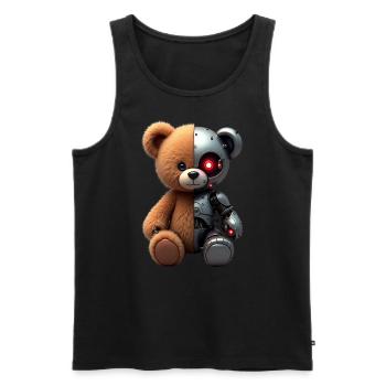 Robot Drôle Tech Ours En Peluche Cyborg Animal Ours - Débardeur bio Premium Homme - noir - Devant - Michal (187cm)