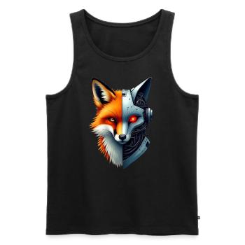 Funny Robot Fox Cyborg Animal Fox Cute Fox - Men's Premium Organic Tank Top - black - Front - Michal (187cm)