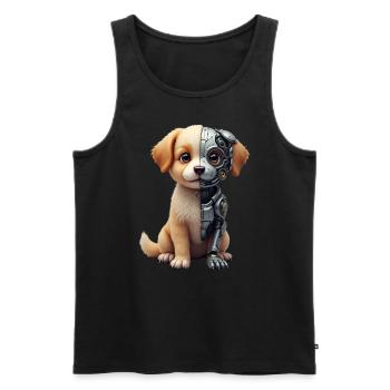 Lustiger Roboter Hund Cyborg Tier AI Dog Robot - Männer Premium Bio Tank Top - Schwarz - Vorne - AI Model Male 178 light (178cm)