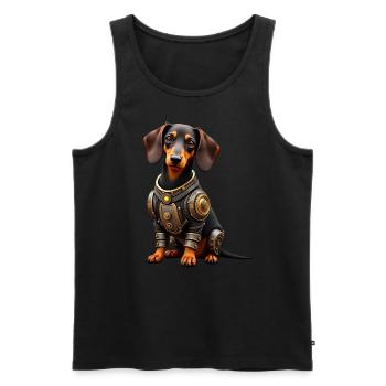 Drôle Robot Chien Cyborg Animal AI Chien Robot - Débardeur bio Premium Homme - noir - Devant - AI Model Male 178 light (178cm)
