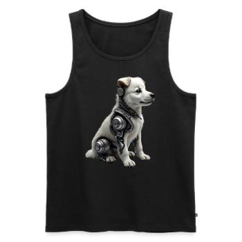 Drôle Robot Chien Cyborg Animal AI Chien Robot - Débardeur bio Premium Homme - noir - Devant - AI Model Male 178 light (178cm)