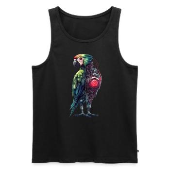 Drôle Robot Art Perroquet Cyborg Oiseau Perroquet - Débardeur bio Premium Homme - noir - Devant - Michal (187cm)