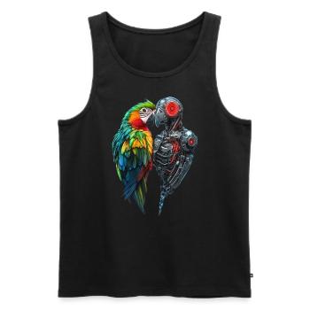 Lustige Roboter Kunst Papagei Cyborg Vogel Parrot - Männer Premium Bio Tank Top - Schwarz - Vorne - Michal (187cm)