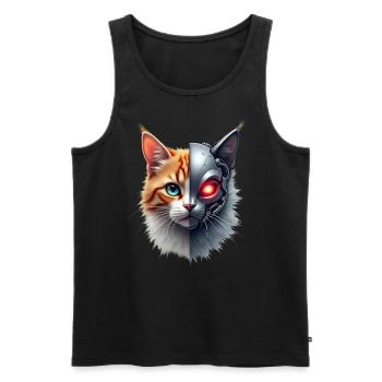 Lustige Roboter Katze Tech Katzen Cyborg Tier Cat - Männer Premium Bio Tank Top - Schwarz - Vorne - Michal (187cm)
