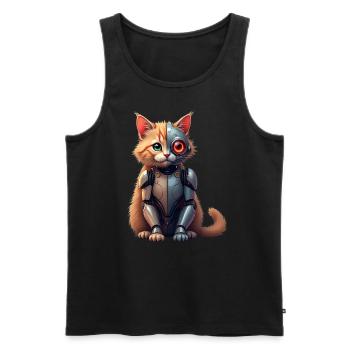 Lustige Roboter Katze Tech Katzen Cyborg Tier Cat - Männer Premium Bio Tank Top - Schwarz - Vorne - Michal (187cm)