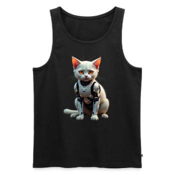 Lustige Roboter Katze Tech Katzen Cyborg Tier Cat - Männer Premium Bio Tank Top - Schwarz - Vorne - Michal (187cm)