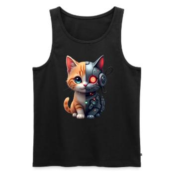 Lustige Roboter Katze Tech Katzen Cyborg Tier Cat - Männer Premium Bio Tank Top - Schwarz - Vorne - Michal (187cm)