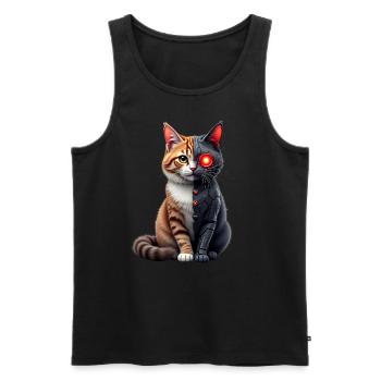 Funny Robot Cat Tech Cats Cyborg Animal Cat - Men's Premium Organic Tank Top - black - Front - Michal (187cm)