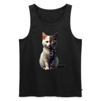 Lustige Roboter Katze Tech Katzen Cyborg Tier Cat - Männer Premium Bio Tank Top - Schwarz - Vorne - Michal (187cm)
