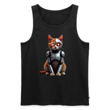 Funny Robot Cat Tech Cats Cyborg Animal Cat - Men's Premium Organic Tank Top - black - Front - Michal (187cm)